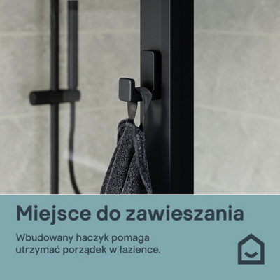 wbudowany haczyk np. na myjkę czy czepek łazienkowy