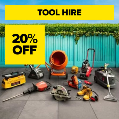 tool hire. 20% off.