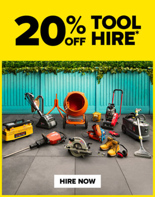 20% off tool hire. Terms and conditions at the end of this page. Hire now.