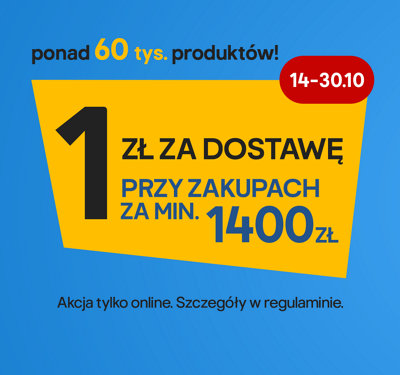 14-30.10 1 zł za dostawę przy zakupach za min. 1400 zł ponad 60 tys. produktów! Akcja tylko online. Szczegóły w regulaminie.