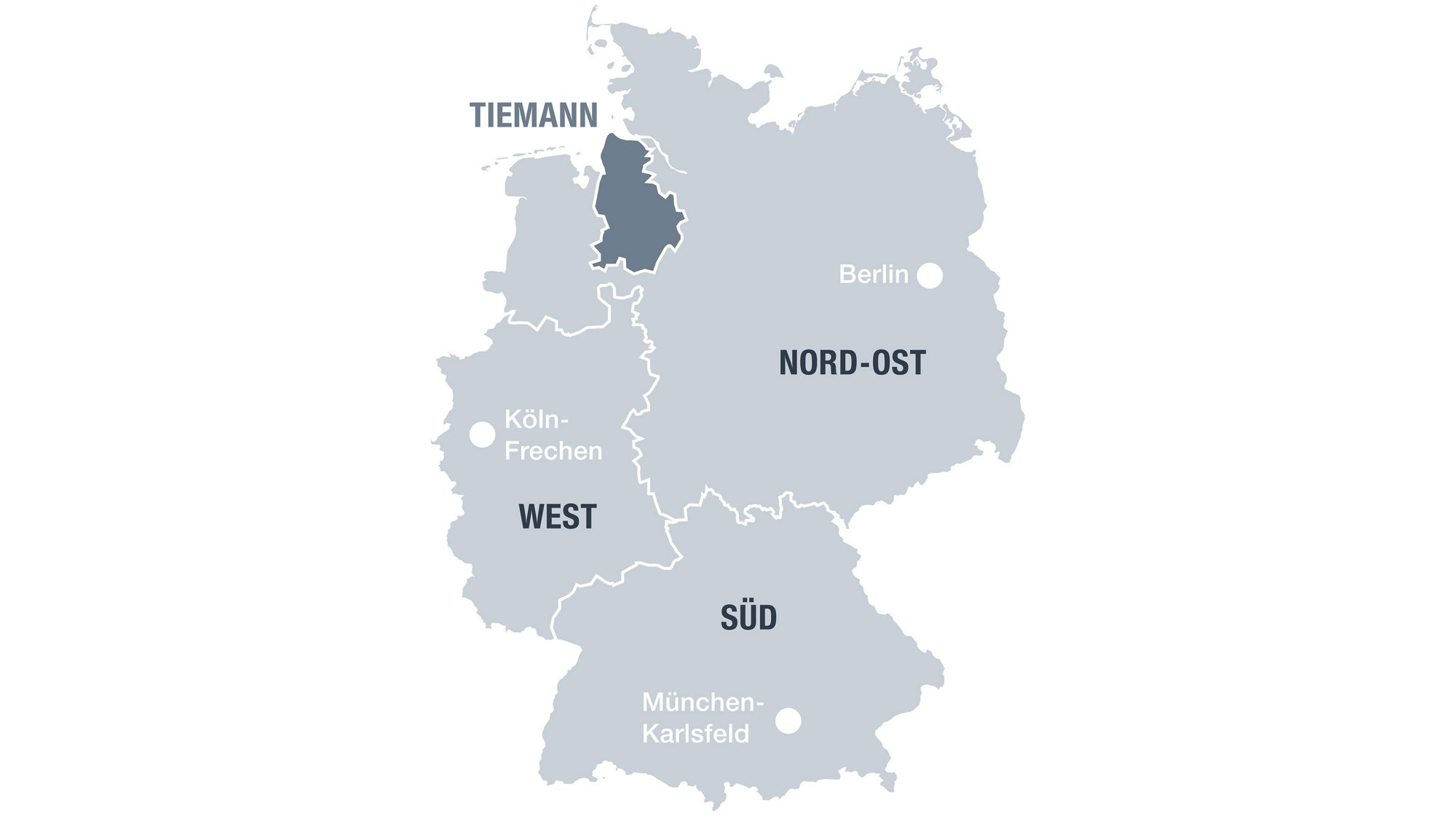 Karte der Vertriebsregionen