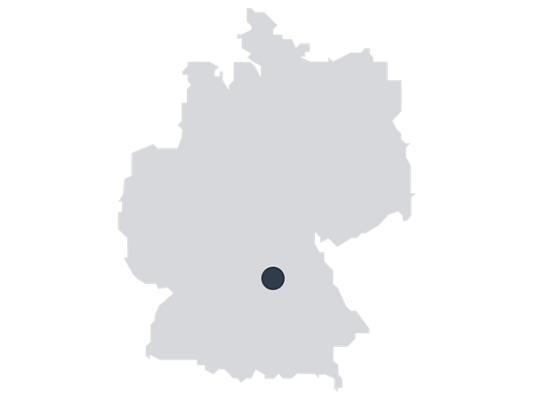 Eine Karte Deutschlands, auf der Nürnberg eingezeichnet ist