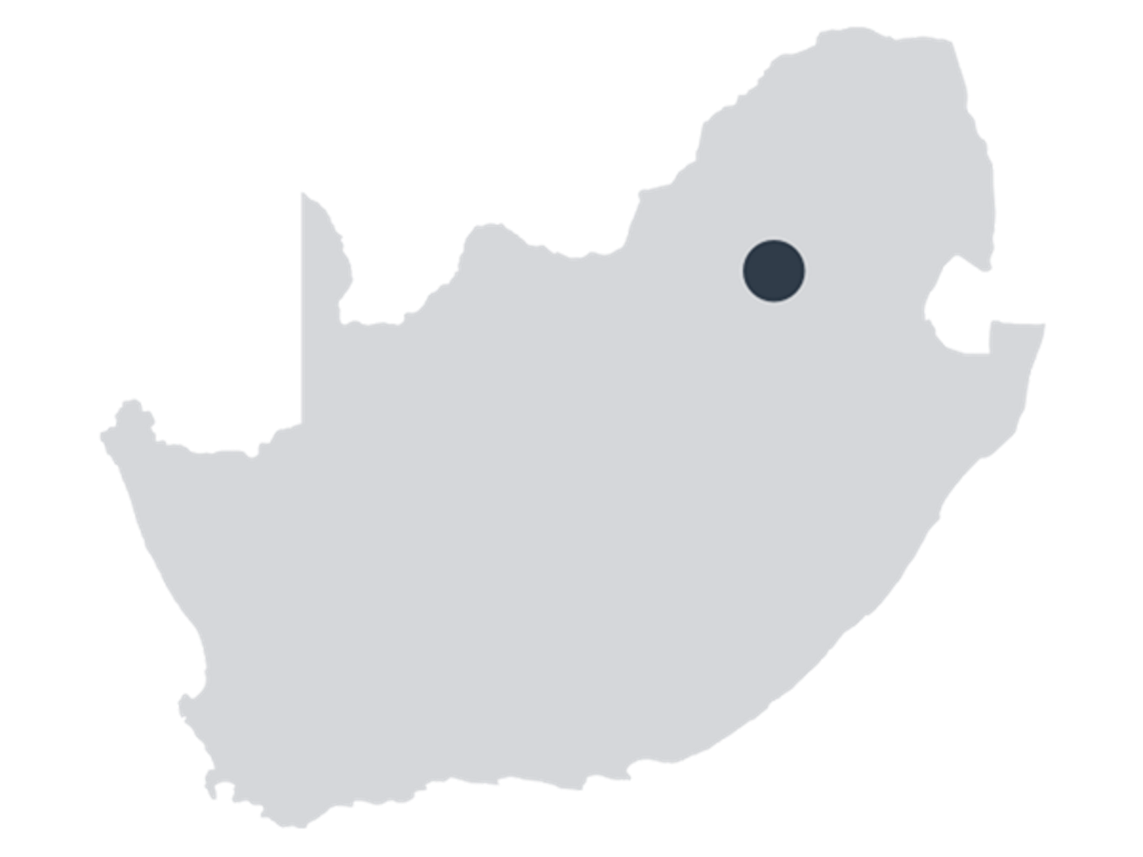 Eine Karte von Südafrika, auf der Olifantsfontein eingezeichnet ist