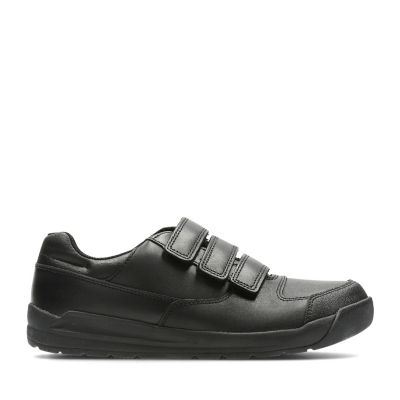 Boys School Shoes | Black Velcro School Trainers | Clarks