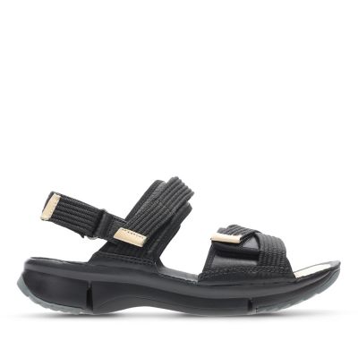 black leather walking sandals