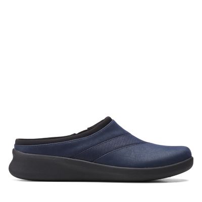 clarks navy mules