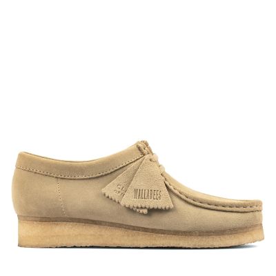 clark wallabees blue and cream