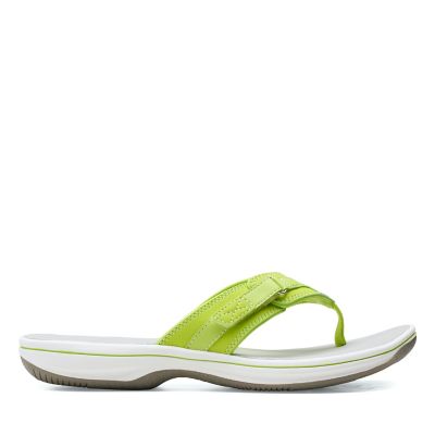 yellow clarks flip flops