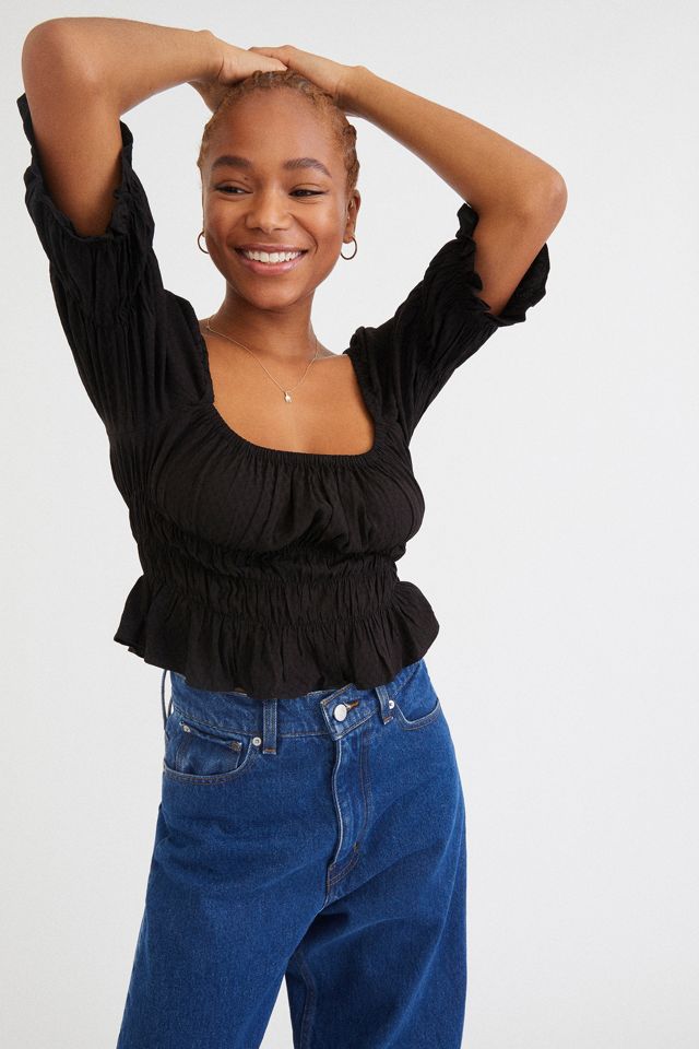 UO Kate Smocked Blouse Urban Outfitters UK