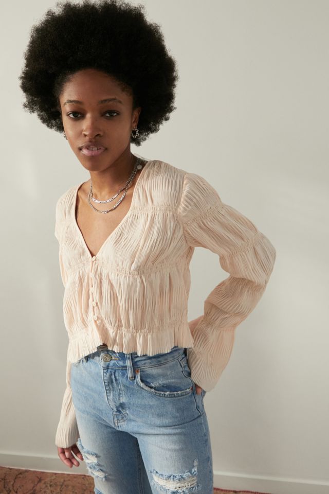 UO Aliyah Pleated Blouse | Urban Outfitters UK