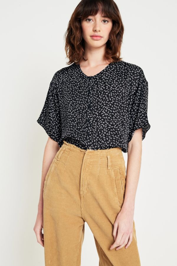 Uo Ditsy Floral Button Through Shirt Urban Outfitters Uk