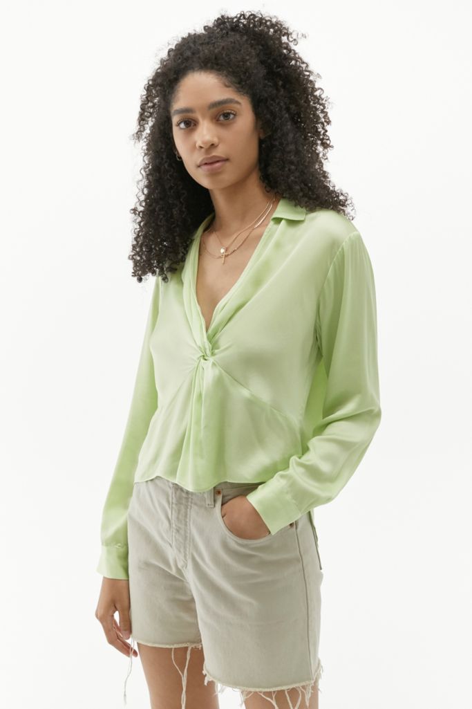 UO Miley Twist Front Blouse | Urban Outfitters UK