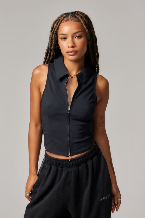 Slide View: 4: Silence + Noise Iris Zip-Through Tank Top