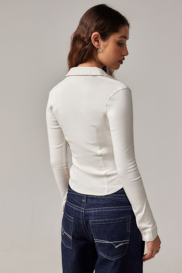 Slide View: 4: Silence + Noise White Hailey Zip Through Shirt