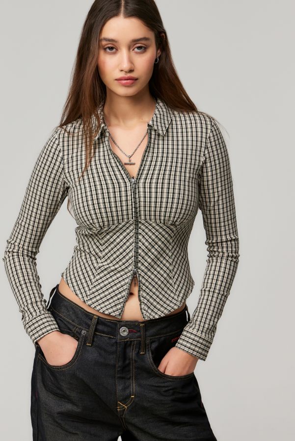 Vista diapositiva: 3: Camicia Zip Through Hailey Check Silence + Noise