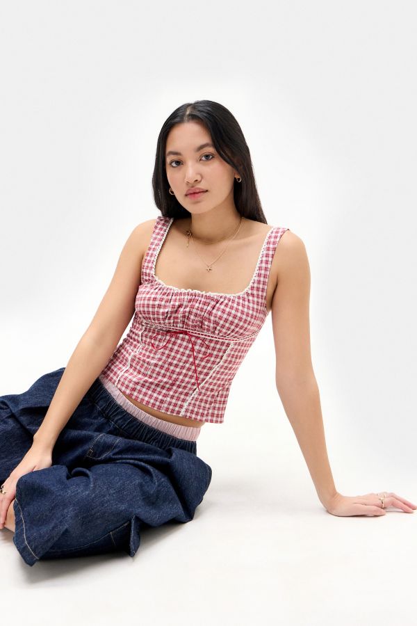 Slide View: 5: Kimchi Blue Leela Check Linen Cami 