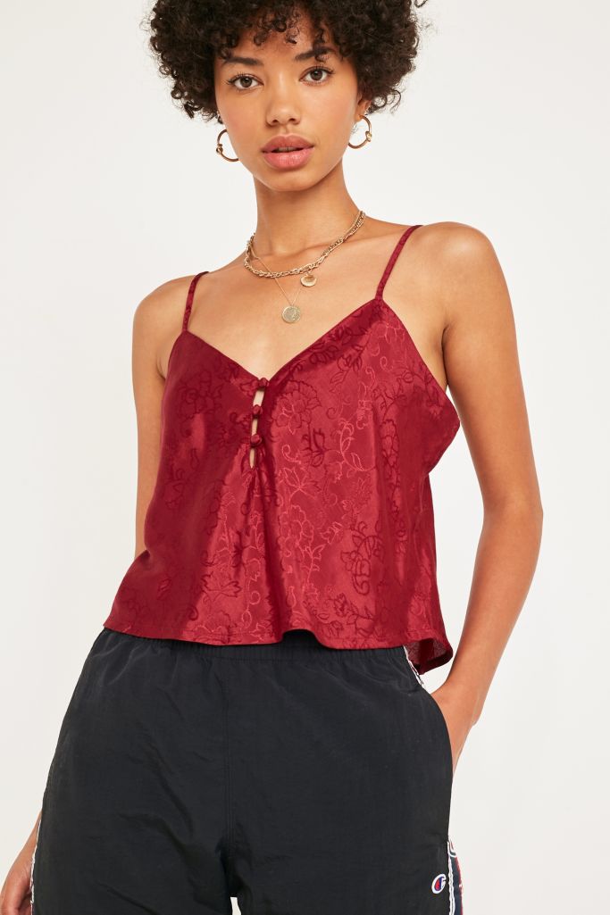 UO Wine Jacquard Cami | Urban Outfitters UK