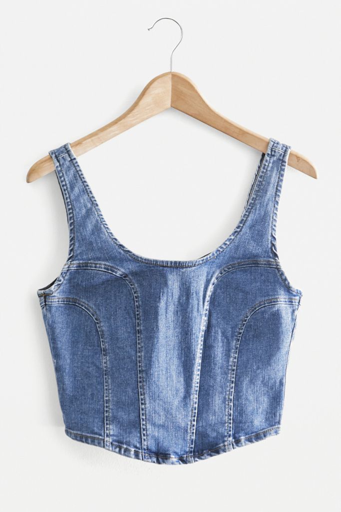 UO Denim Corset Top | Urban Outfitters UK