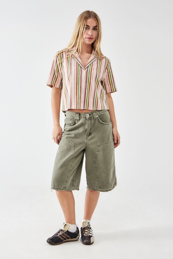 Slide View: 3: BDG Sonnenschein Streifen Crop Shirt