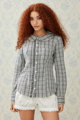 UO Aria Check Collared Shirt