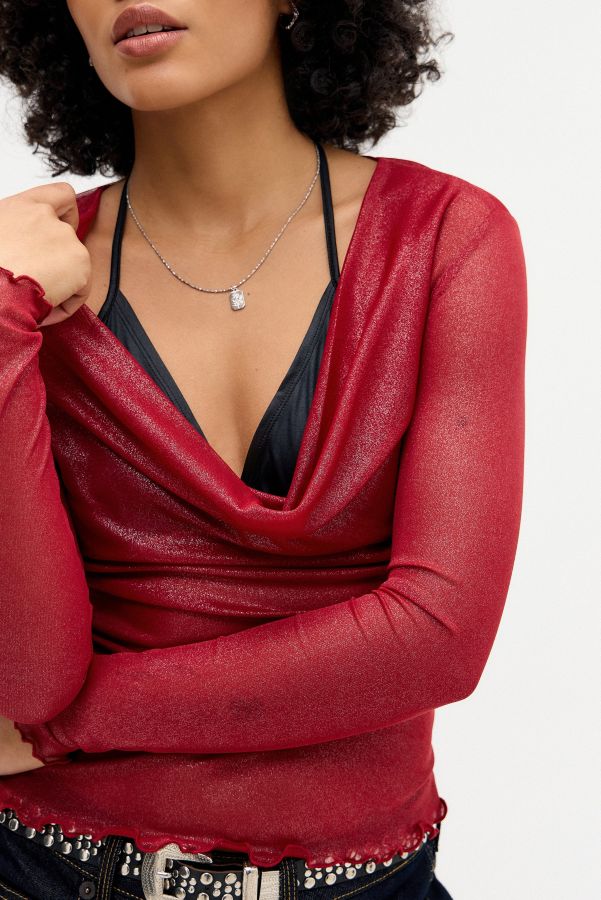 Slide View: 1: Silence + Noise Miley Cowl Neck Long Sleeve Top