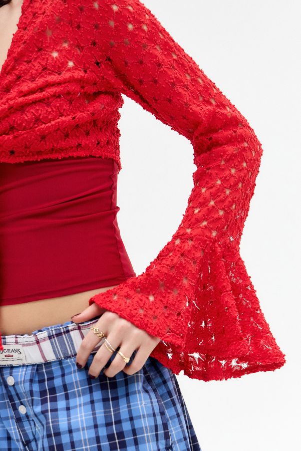 Slide View: 4: Kimchi Blue Opal Tie-Front Knit Shrug