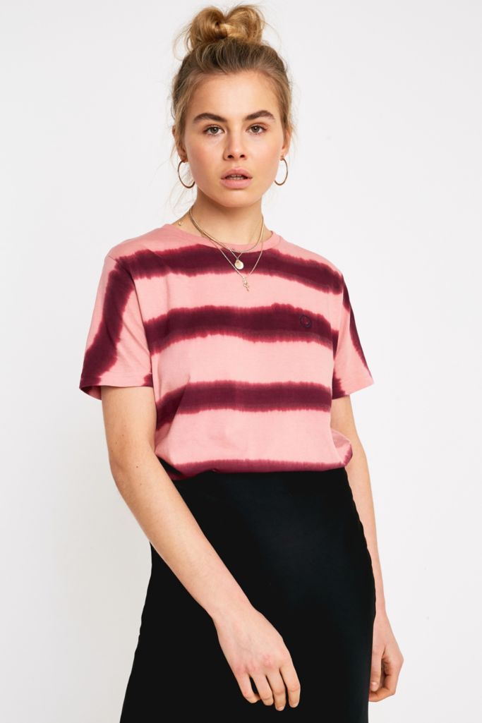 Uo Pink Tie Dye Stripe Short Sleeve T Shirt Urban Outfitters Uk