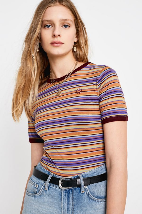 UO Purple Stripe Short-Sleeve T-Shirt | Urban Outfitters UK