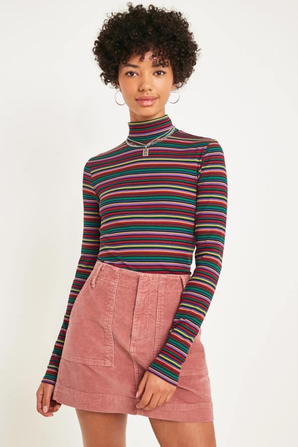 iets frans... Rainbow Stripe Funnel Neck Top | Urban Outfitters UK