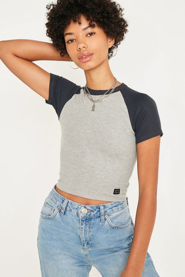 UO Grey ShortSleeve Baseball TShirt Urban Outfitters UK