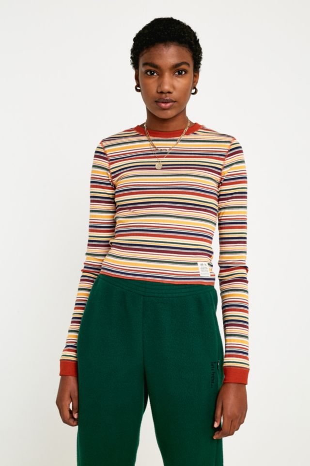 UO Neutral Stripe Long-Sleeve T-Shirt | Urban Outfitters UK