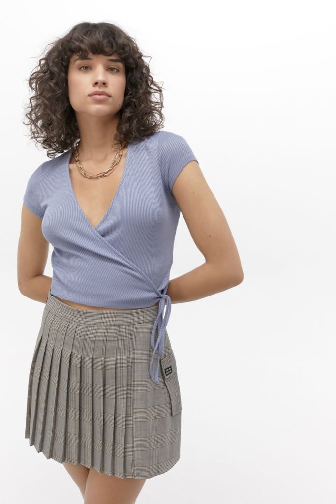 UO Ribbed Ballet Wrap Top | Urban Outfitters UK
