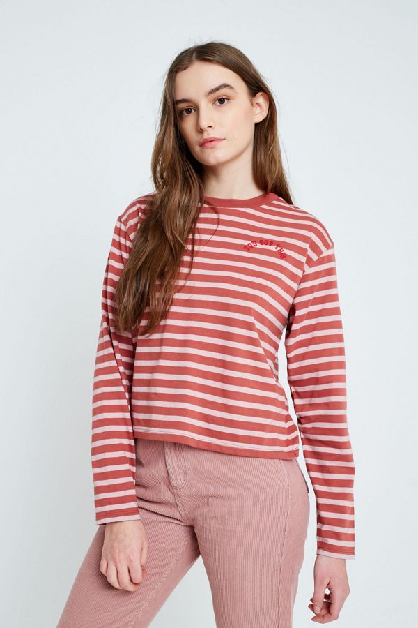 Urban Outfitters Striped You Got This Long Sleeve Pocket TShirt