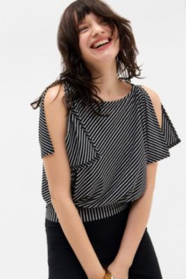 Silence + Noise Drapey Stripe Batwing Top