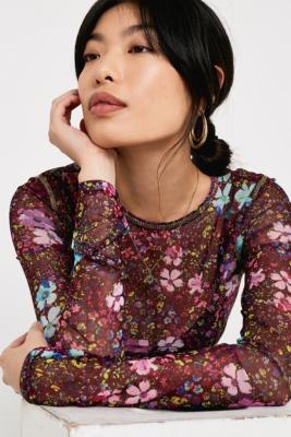 urban outfitters floral mesh top