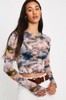 lioness barbarossa sheer floral cropped top