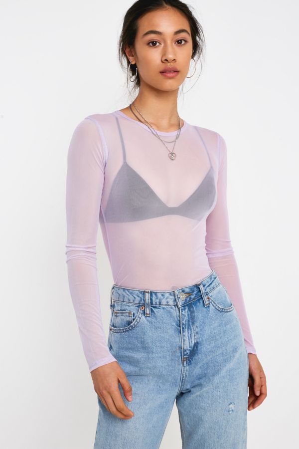 UO Plain Mesh Crew Neck Top | Urban Outfitters UK