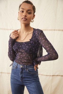 urban outfitters floral mesh top