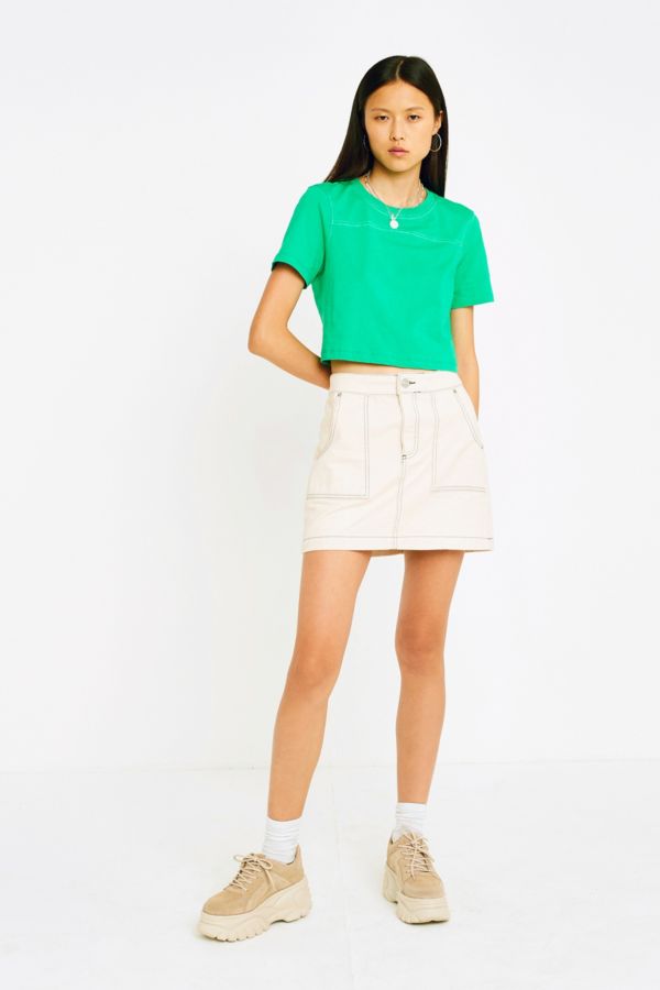 UO Short-Sleeve Contrast Stitch T-Shirt | Urban Outfitters UK