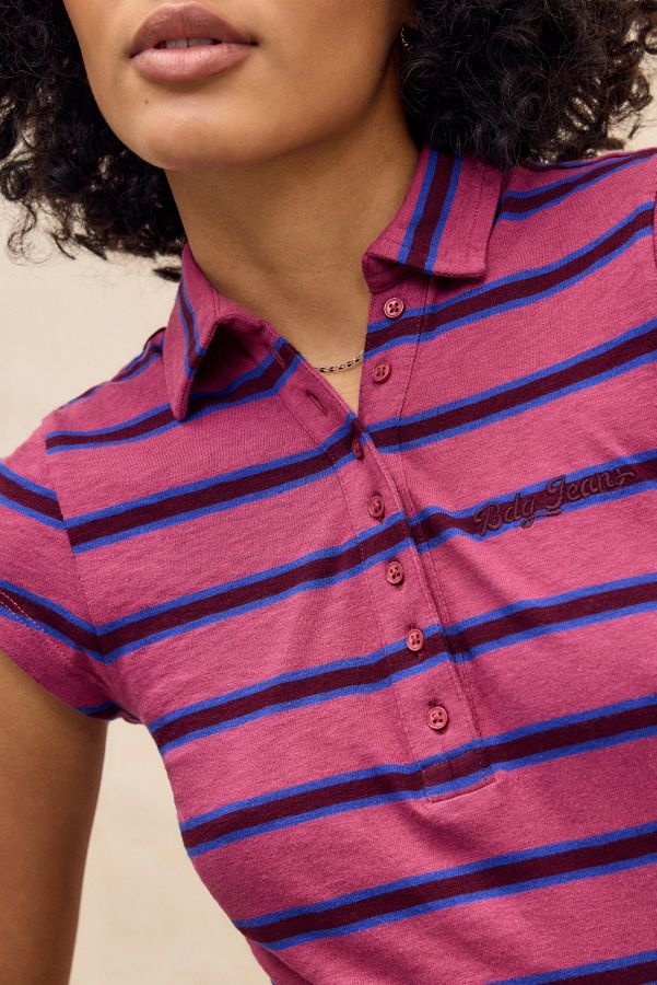 Slide View: 3: BDG Suni Stripe Short Sleeve Polo Shirt