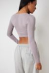 Thumbnail View 4: UO Go For Gold Pointelle Notched Long-Sleeved Crop Top