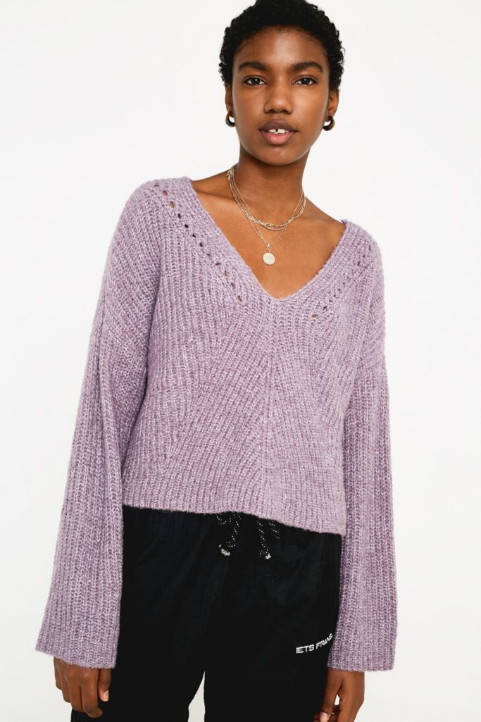 UO Slouchy Fisherman V-Neck Jumper | Urban Outfitters UK