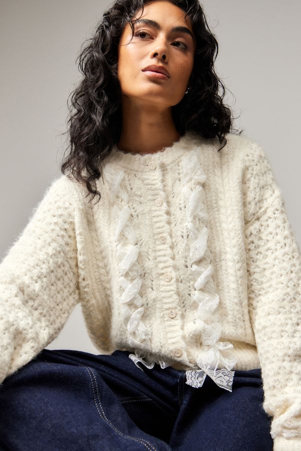 Slide View: 4: Kimchi Blue Lace Knit Cardigan