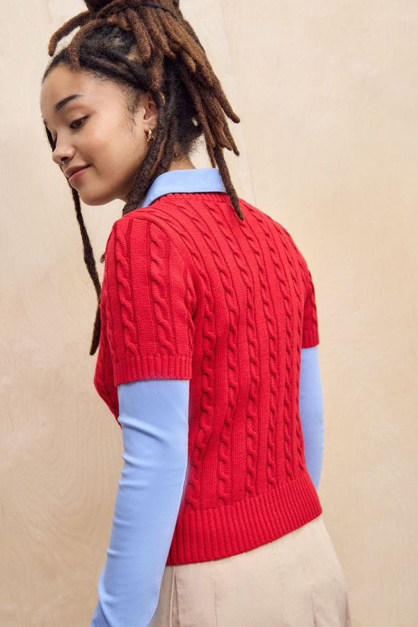 Vista de diapositivas: 4: iets frans... Cable Knit Short Sleeve Top