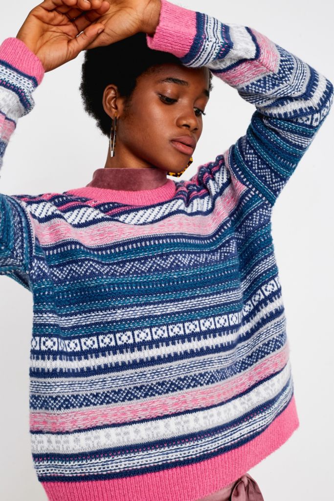 UO Pink Fairisle Jumper | Urban Outfitters UK