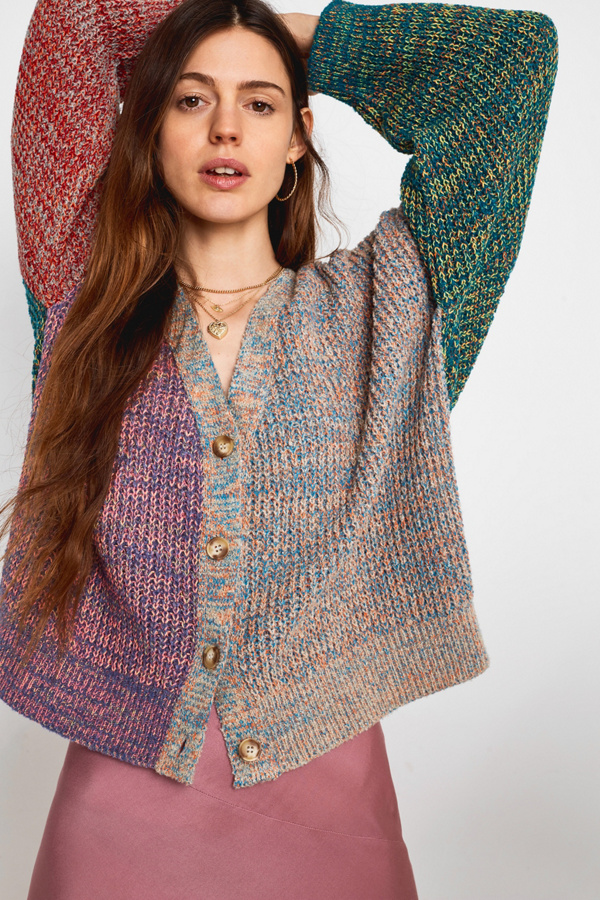 UO Colourblock Twist Knit Cardigan Urban Outfitters UK