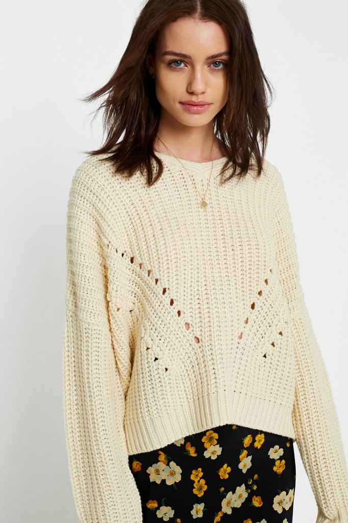 UO Pointelle Fisherman Jumper | Urban Outfitters UK