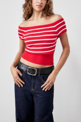 UO Striped Off-The-Shoulder Top