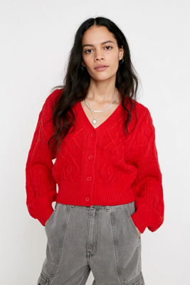 uo elena cable knit cardigan sweater