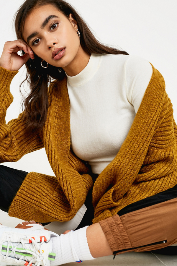 Uo Oversized Rib Knit Cardigan Urban Outfitters Uk